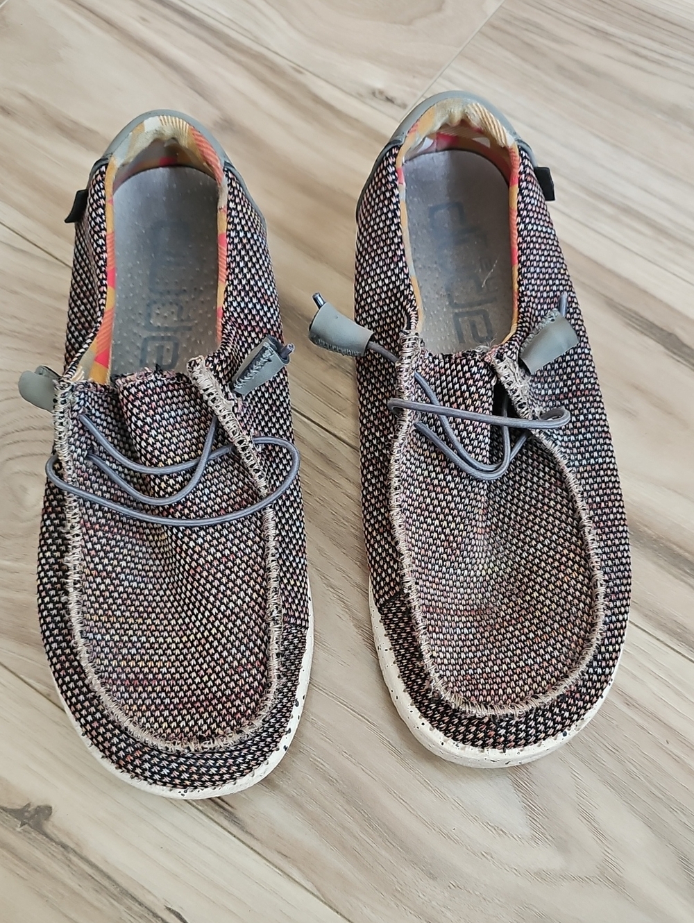 Hey Dude Multitone Woven Slip-On Loafers in Black and Brown